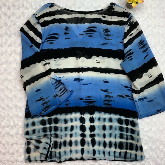 NICOLE BLUE MULTI TUNIC TOP - Picture 4 of 5